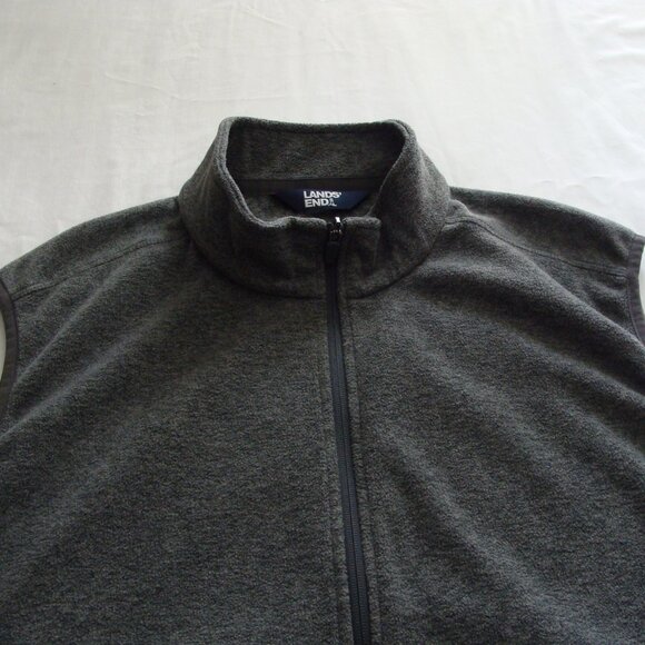 LANDS' END Medium Gray Sleeveless ZIP Up "OEKO-TEX" FLEECE Vest Sz XL (46-48) - Picture 3 of 7